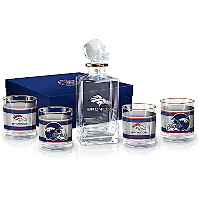 The Bradford Exchange NFL Denver Broncos Five-Piece Decanter Set With Glasses The Bradford Exchange NFL Denver Broncos Five-Piece Decanter Set With Glasses