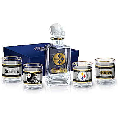 The Bradford Exchange NFL Pittsburgh Steelers Five-Piece Decanter Set With Glasses The Bradford Exchange NFL Pittsburgh Steelers Five-Piece Decanter Set With Glasses