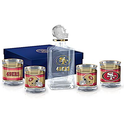 The Bradford Exchange NFL San Francisco 49ers Five-Piece Decanter Set With Glasses The Bradford Exchange NFL San Francisco 49ers Five-Piece Decanter Set With Glasses