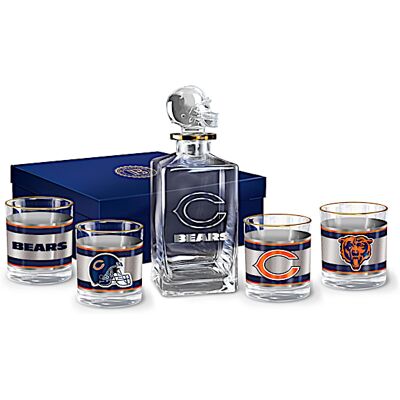 The Bradford Exchange NFL Chicago Bears Five Piece Decanter Set With Glasses The Bradford Exchange NFL Chicago Bears Five Piece Decanter Set With Glasses