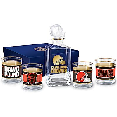 The Bradford Exchange Cleveland Browns NFL Glass Decanter Set The Bradford Exchange Cleveland Browns NFL Glass Decanter Set