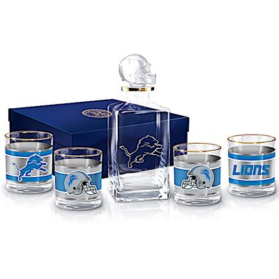 The Bradford Exchange NFL Detroit Lions Five Piece Decanter Set With Glasses The Bradford Exchange NFL Detroit Lions Five Piece Decanter Set With Glasses