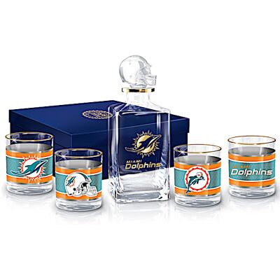 The Bradford Exchange Miami Dolphins NFL Glass Decanter Set The Bradford Exchange Miami Dolphins NFL Glass Decanter Set
