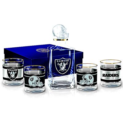 The Bradford Exchange Las Vegas Raiders NFL Glass Decanter Set The Bradford Exchange Las Vegas Raiders NFL Glass Decanter Set