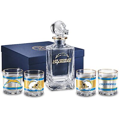 The Bradford Exchange Los Angeles Chargers NFL Glass Decanter Set The Bradford Exchange Los Angeles Chargers NFL Glass Decanter Set