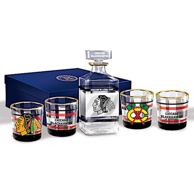 The Bradford Exchange Chicago Blackhawks Decanter and Glasses Barware Gift Set: Bradford Exchange The Bradford Exchange Chicago Blackhawks Decanter and Glasses Barware Gift Set: Bradford Exchange