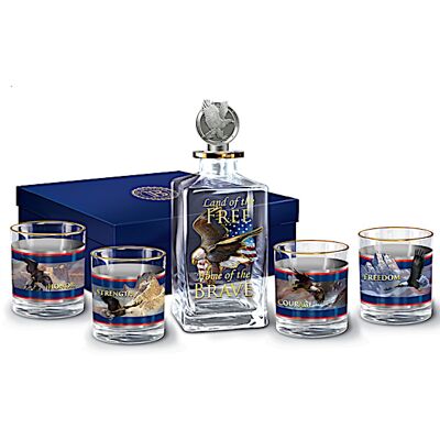The Bradford Exchange Spirit Of Freedom Patriotic Glass Decanter Set The Bradford Exchange Spirit Of Freedom Patriotic Glass Decanter Set