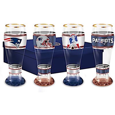The Bradford Exchange New England Patriots Four-Piece Pilsner Glass Set The Bradford Exchange New England Patriots Four-Piece Pilsner Glass Set