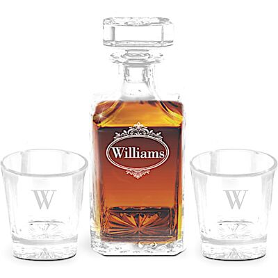 The Bradford Exchange Decanter & Glasses Set With Family Name & Initial The Bradford Exchange Decanter & Glasses Set With Family Name & Initial
