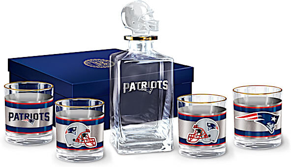 The Bradford Exchange NFL New England Patriots Five Piece Decanter Set With Glasses