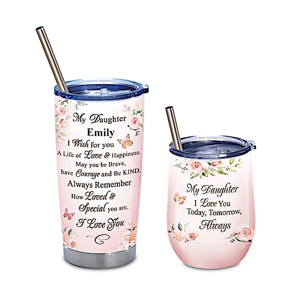 The Bradford Exchange Insulated Tumbler Set With Sweet Sentiment & Daughter's Name