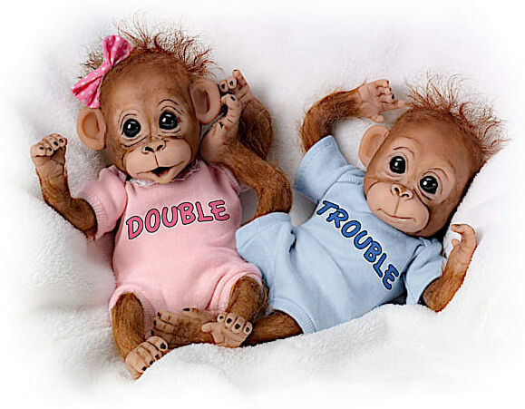 The Ashton-Drake Galleries Monkey Baby Doll Set: Double Trouble