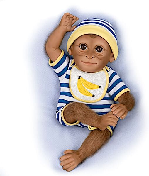 The Ashton-Drake Galleries So Truly Real Kirby Monkey Baby Doll With Hand-Applied Mohair