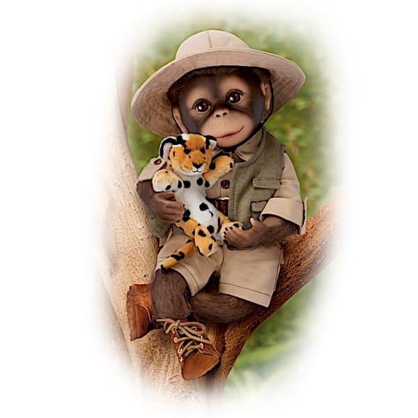The Ashton-Drake Galleries Milo The Safari Monkey Doll With A Leopard Plush Animal