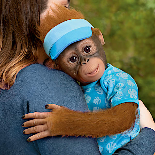 The Ashton-Drake Galleries Abe's Hugs Poseable Hugging Monkey Doll With Plush Ball