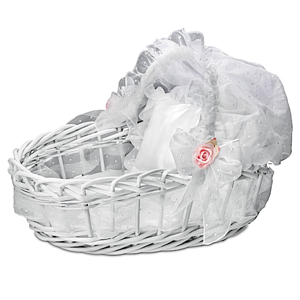 The Ashton-Drake Galleries Sweet Slumber White Wicker Basket Baby Doll Accessory