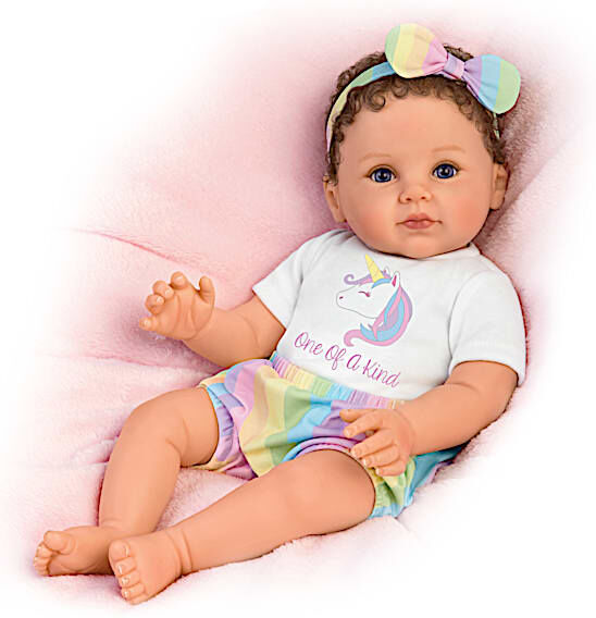 The Ashton-Drake Galleries Ping Lau One Of A Kind Katherine Baby Doll With Unicorn T-Shirt