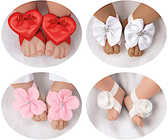 The Ashton-Drake Galleries Barefoot Flower-Shaped Sandals And Headband Baby Doll Accessory Set