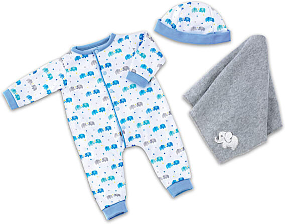 The Ashton-Drake Galleries Elephant Sleeper And Blanket 3-Piece Baby Doll Accessory Set