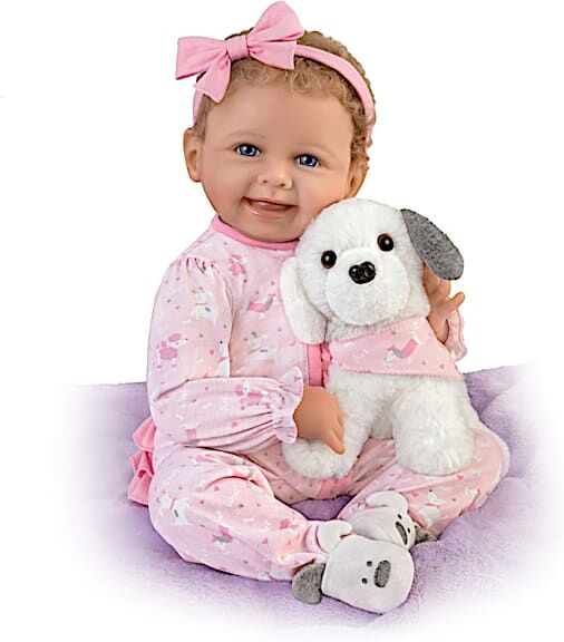 The Ashton-Drake Galleries Interactive Layla Doll With Plush Puppy Giggle And Bark