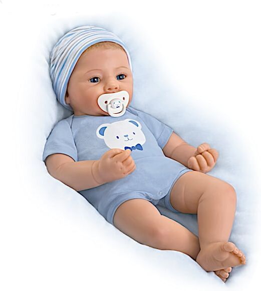 The Ashton-Drake Galleries Sandy Faber Vinyl Baby Boy Doll With Magnetic Pacifier