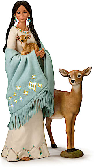 The Ashton-Drake Galleries Maiden Portrait Doll With Deer Figures And Illuminated Shawl