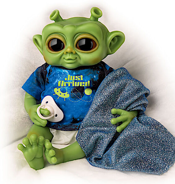 The Ashton-Drake Galleries Alien Doll: Just Arrived Green Silicone Alien Baby Doll