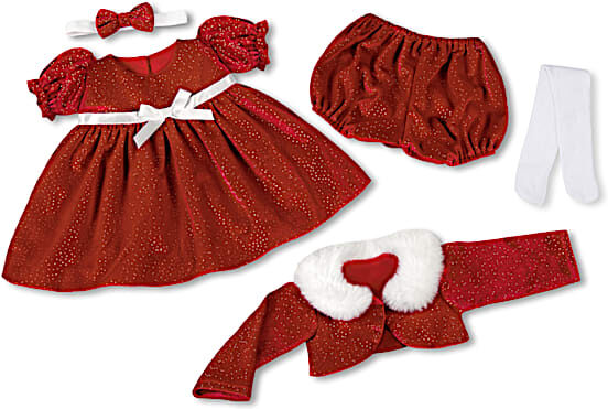 The Ashton-Drake Galleries 5-Piece Baby Doll Christmas Outfit By Victoria Jordan