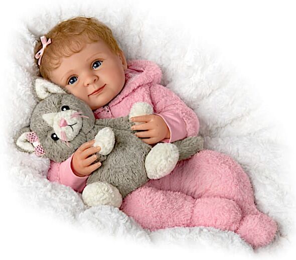 The Ashton-Drake Galleries Zoe Lifelike Baby Girl Doll With Plush Kitten