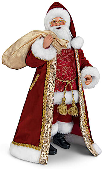 The Ashton-Drake Galleries Santa Claus Doll With Light-Up Faux Velvet Coat