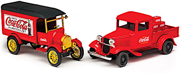 The Hamilton Collection COCA-COLA Ford Model TT & Model A Pickup Diecast Truck Set