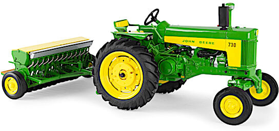 The Hamilton Collection John Deere 730 Diecast Tractor And Detachable Grain Drill