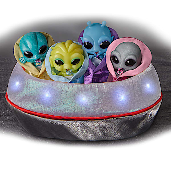 The Ashton-Drake Galleries Miniature Alien Silicone Baby Collection With UFO Display
