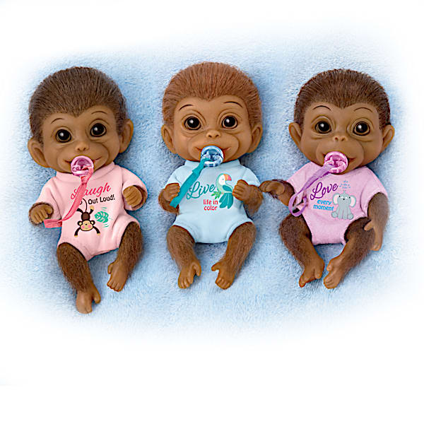 The Ashton-Drake Galleries Miniature Full Body Silicone Monkey Dolls With Pacifiers