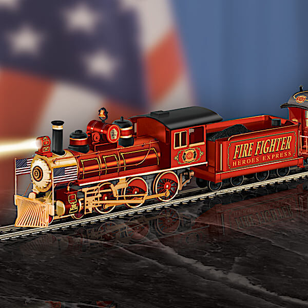 Hawthorne Village Firefighter Illuminated Electric Train With Glen Green Art