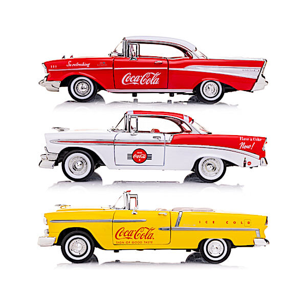 The Hamilton Collection 1:18-Scale COCA-COLA Bel Air Diecast Cars With Display