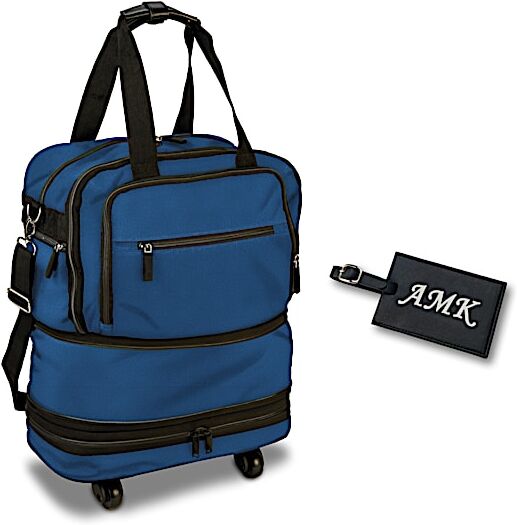 The Bradford Exchange Expandable Foldable Rolling Bag And Tag With Your Initials