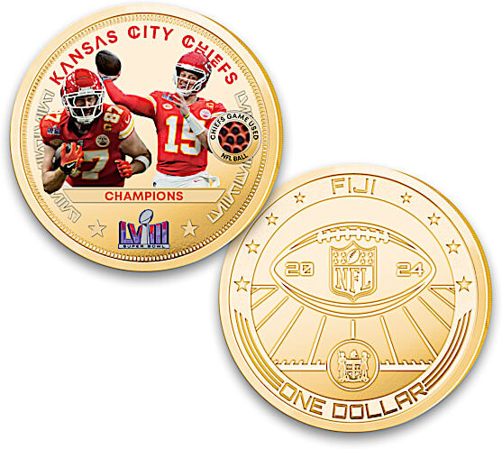 The Bradford Exchange Kansas City Chiefs Super Bowl Coins, Game-Used Ball Piece