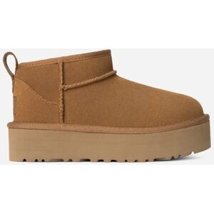 UGG® Kids' Classic Ultra Mini Platform Suede Classic Boots in Chestnut, Size 4K