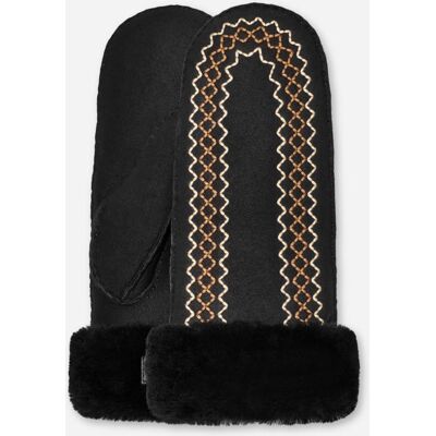 UGG® Women's Atherson Embroidered Mitten Sheepskin in Black, Size L/XL UGG® Women's Atherson Embroidered Mitten Sheepskin in Black, Size L/XL