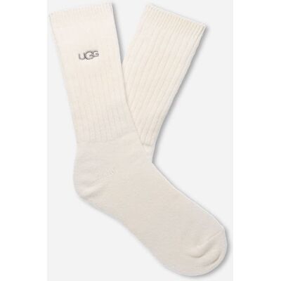 UGG® Men's Trey Rib Knit Crew Polyester Blend/Recycled Materials in White UGG® Men's Trey Rib Knit Crew Polyester Blend/Recycled Materials in White