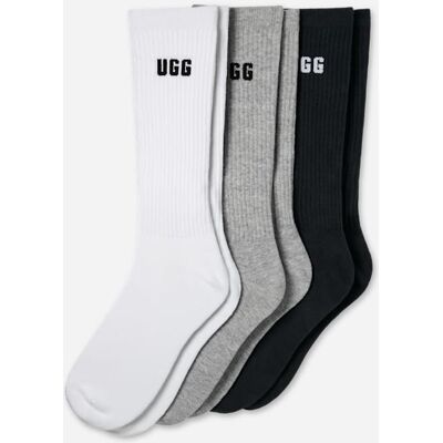 UGG® Men's Leander Logo Crew 3 Pack in White/Grey/Black UGG® Men's Leander Logo Crew 3 Pack in White/Grey/Black