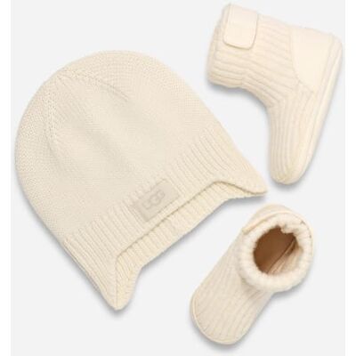UGG® Infants' Skylar and UGG® Beanie Knit/Textile/Recycled Materials Slippers in Cream, Size 6-12 mos UGG® Infants' Skylar and UGG® Beanie Knit/Textile/Recycled Materials Slippers in Cream, Size 6-12 mos