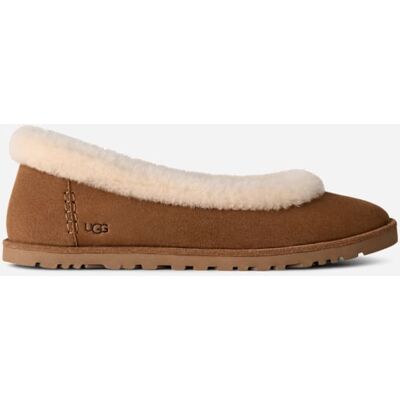 UGG® Women's Zora Ballet Flat Sheepskin Shoes in Chestnut, Size 9.5 UGG® Women's Zora Ballet Flat Sheepskin Shoes in Chestnut, Size 9.5