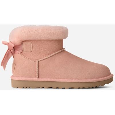 UGG® Women's Mini Bailey Mixed Bow Suede Classic Boots in Beige Blush, Size 9 UGG® Women's Mini Bailey Mixed Bow Suede Classic Boots in Beige Blush, Size 9
