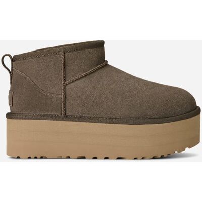 UGG® Women's Classic Ultra Mini Platform Suede Classic Boots in Dried Oregano, Size 7 UGG® Women's Classic Ultra Mini Platform Suede Classic Boots in Dried Oregano, Size 7
