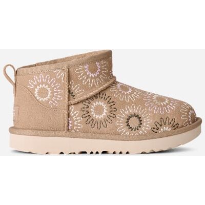 UGG® Kids' Classic Ultra Mini Sun Stitch Suede Classic Boots in Mustard Seed, Size 5K UGG® Kids' Classic Ultra Mini Sun Stitch Suede Classic Boots in Mustard Seed, Size 5K