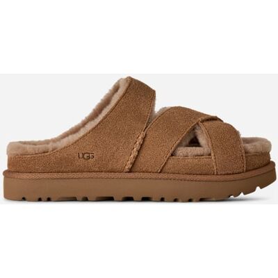 UGG® Women's Greenport Cross Strap Slide Sheepskin Slippers Sandal in Chestnut, Size 5 UGG® Women's Greenport Cross Strap Slide Sheepskin Slippers Sandal in Chestnut, Size 5