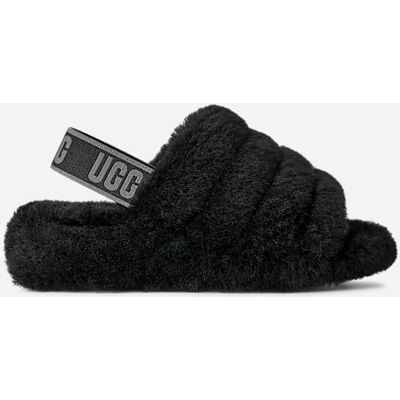 UGG® Women's Fluff Yeah Slide Sheepskin Slippers in Black/Dark Shadow, Size 11 UGG® Women's Fluff Yeah Slide Sheepskin Slippers in Black/Dark Shadow, Size 11