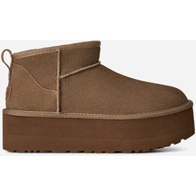 UGG® Women's Classic Ultra Mini Platform Suede Classic Boots in Light Bronze, Size 7 UGG® Women's Classic Ultra Mini Platform Suede Classic Boots in Light Bronze, Size 7